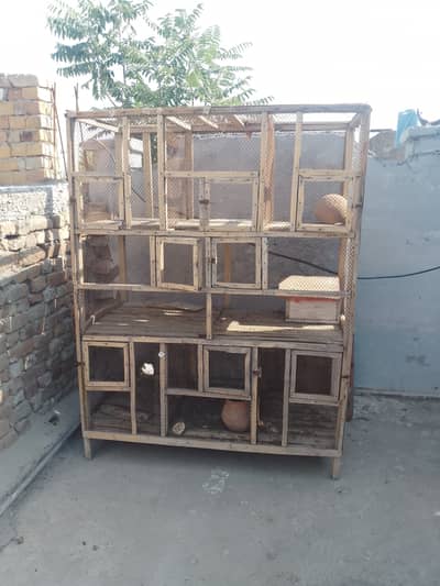 Large Multi-Compartment Wooden Bird Cage / Pigeon Loft – Strong & Spa