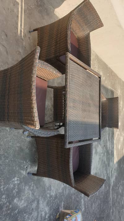 Rattan Dinning Set with 4 Chairs - Outdoor