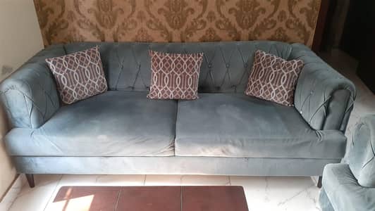 Velvet Blue Sofa Set (3in1)
