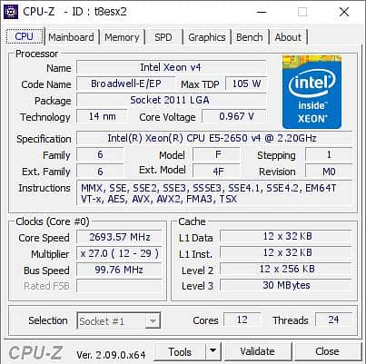  Intel Xeon E5-2650 v4 – 12 Core / 24 Thread Processor  2