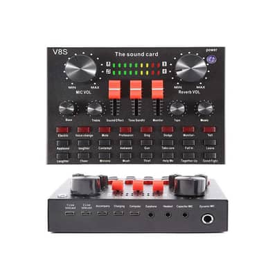 V8S Live Sound Card Bluetooth Audio Mixer With 16 Sound Effects Voice