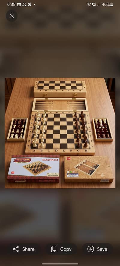 3-in-1 Wooden Chess, Checkers, and Backgammon Folding Board Game Set