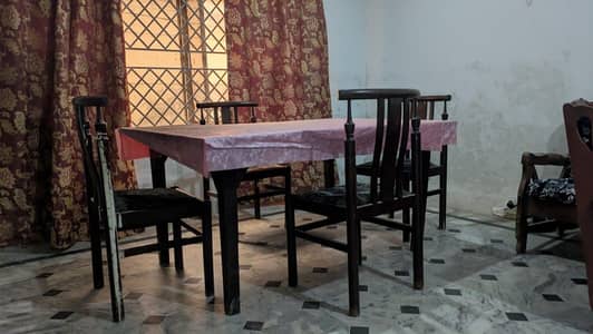 6 Seater Wooden Dining Table Set – Good Condition