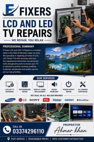LCD,LED TV REPAIRNG IN LAHORE
