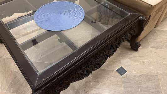3-Piece Wooden Centre Table Set with Glass Top — Urgent sale