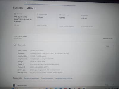 Core i5 11 Gen 16 GB Graphics card 128 Storage 256