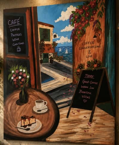 Aesthetic cafe painting