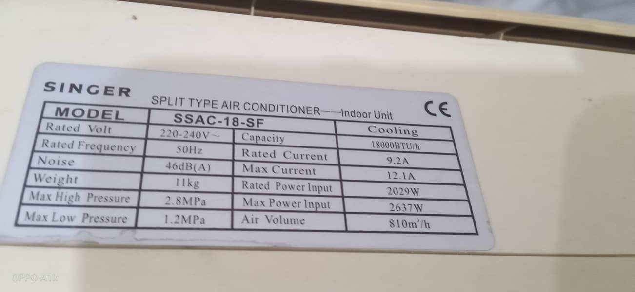 singer split ac 1.5 ton 2