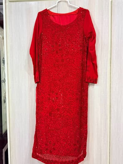 chiffon pure | same colour crystal | party wear dress | ready to wear