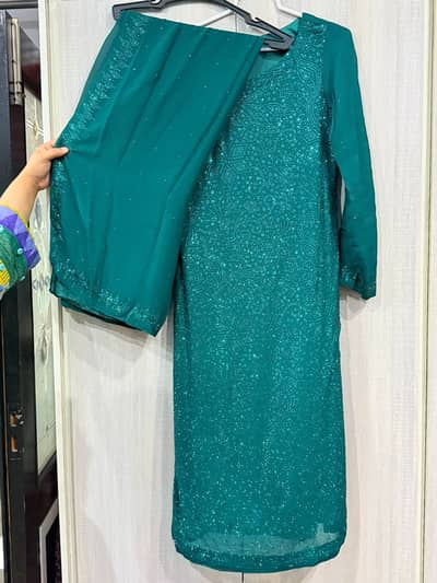 chiffon | same colour crystal work |  ready to wear | party wear