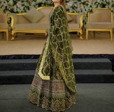 Elegant Olive Green Bridal/Wedding Lehnga with Dupatta