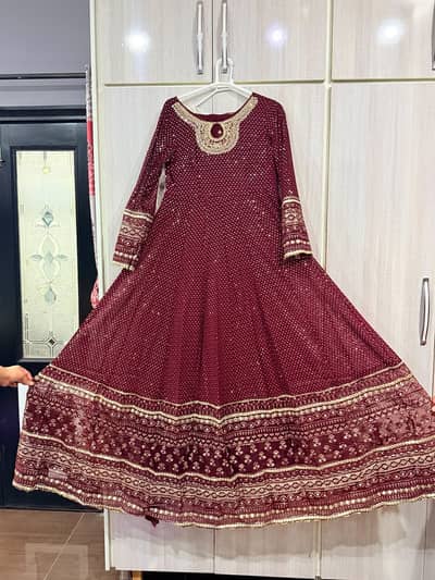 pure chiffon , resham , ada work | red maxi | bridal maxi | ready to w