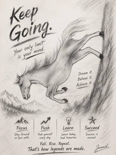 A beautiful standing horse sketch