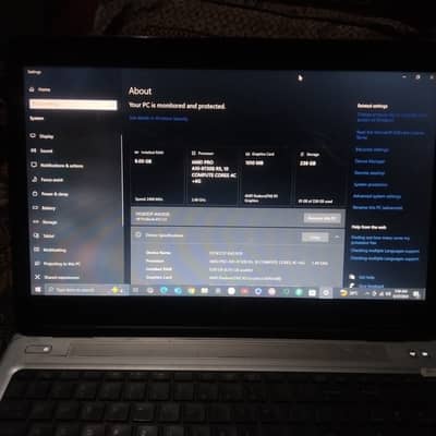 8 gb Ram 256 gb SSD with 1 gb graphics card processor AMD PRO A10