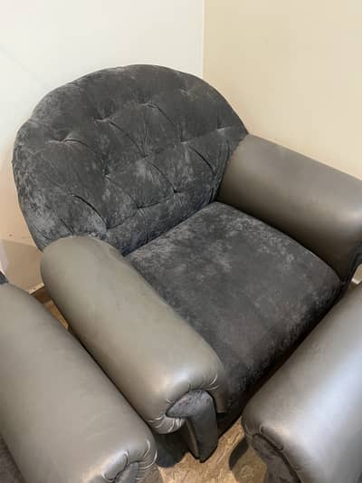Premium Solid Khikhar Wood Sofa Set | 1+2+3 Seater | Grey |