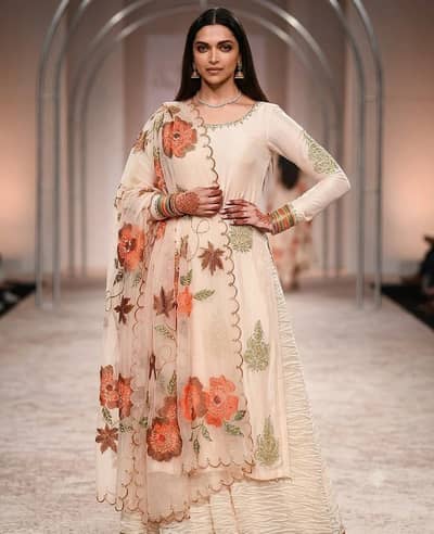 Handmade Floral Embroidered Chiffon Dupatta | Custom Orders Available