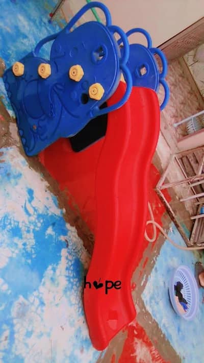 Red Blue Slide with Steps | Elephant design| Good Condition|Rwp