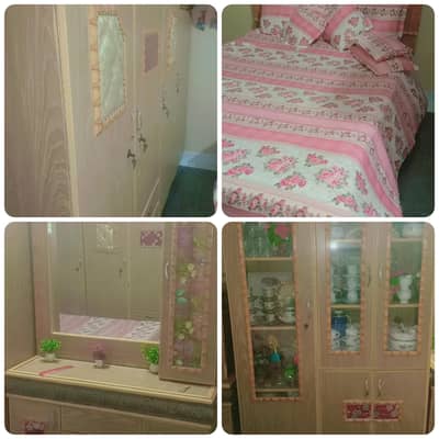 Bedroom Furniture Set - Bed + 3 Door Almari Dressing Table+Divider