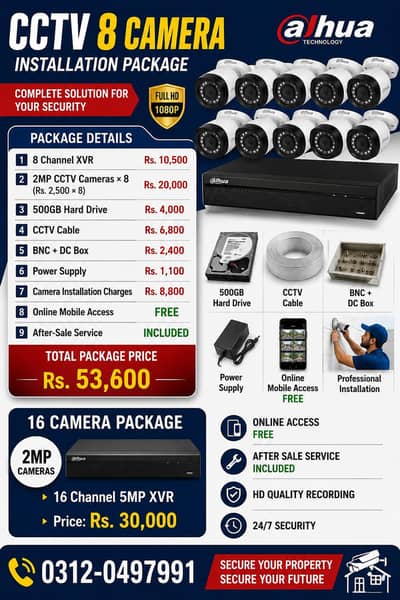 Dahua CCTV Camera Installation 2MP HD Cameras Best Price Multan