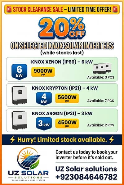 Knox Solar Inverters | Stock Clearance Sale | Limited Units