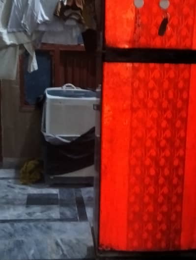 Haier full size fridge and red wallpaper all good