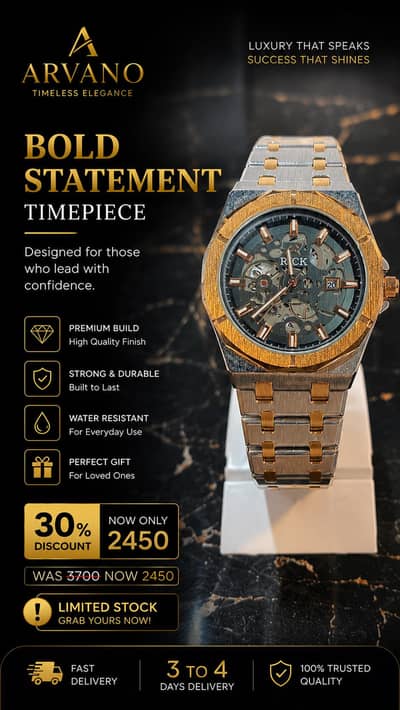 Luxury ARVANO Men's Watch | Premium Design | Brand New