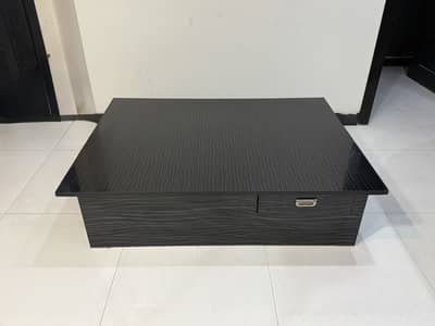 Modern Coffee Table with Storage | 3×4 ft | Glossy Black