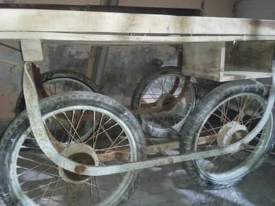 Strong 4-Wheeled Food Cart / Thela with Roof Frame