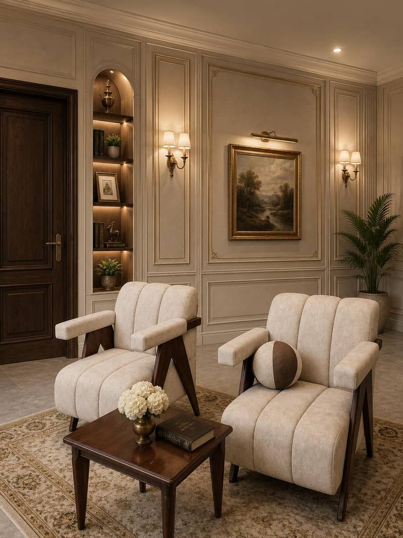 classical sofa chairs with table 0