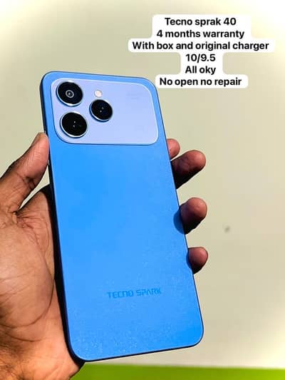 Tecno Sprak 40 10/10 4 months warranty with box and charger