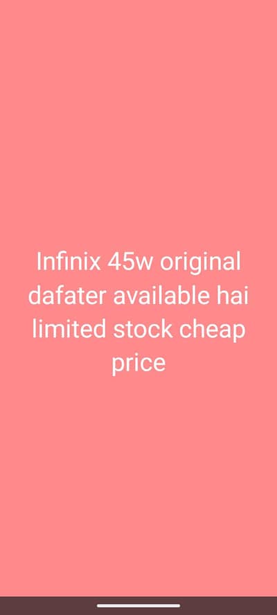 Infinix 45w original dafater available hai limited stock cheap price