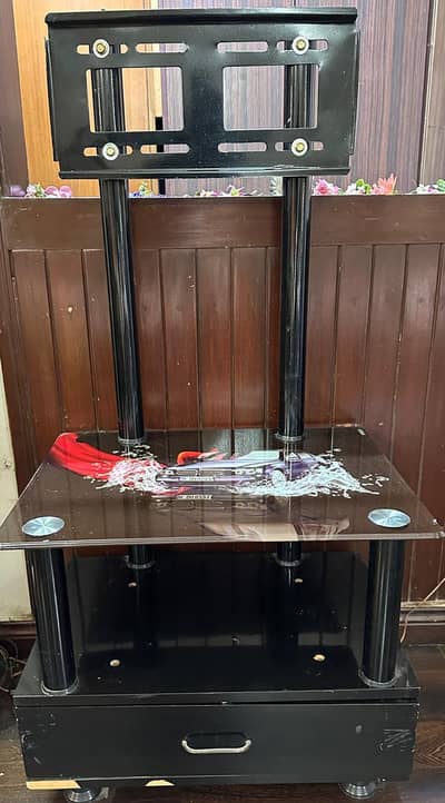 Stylish black TV trolley