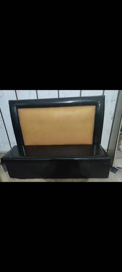 2 seeter sofa bench set of 2 black and tan leatherette