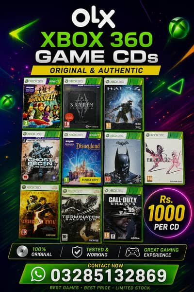  Xbox 360 Original Game CDs – Rs. 1000 Each