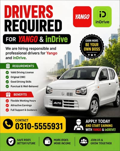 Yango & inDrive Ke Liye Drivers Ki Zarurat