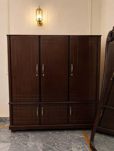 Premium Wooden 3-Door Wardrobe with Storage