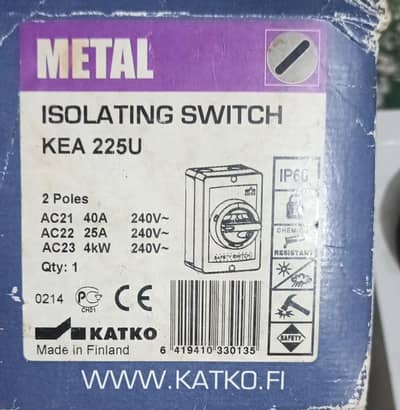 Katko Finland Isolating Switch 40A 2P 220Vac
