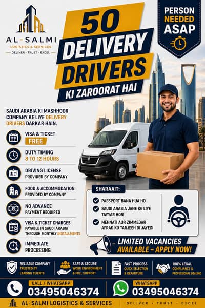 Urgent 50 Car Delivery Drivers Required