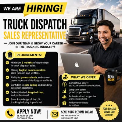 Hiring Truck Dispatch Sales Representative (6+ months experience)