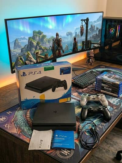 Ultimate PS4 Slim Bundle: Sealed, 2 Controllers, AAA Games + PS Plus