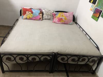 2 single Iron bed without mattress, urgent sell