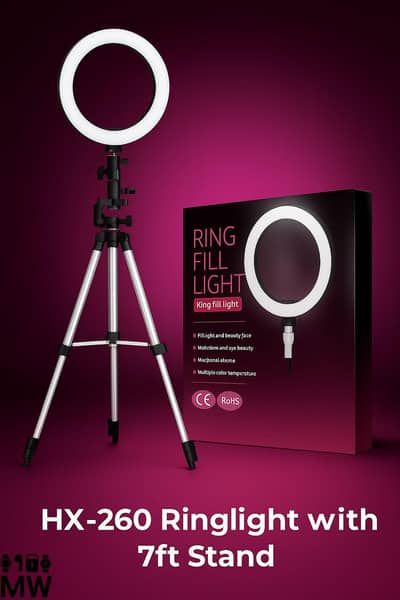 HX-260 Ring Light With 7 Ft Stand