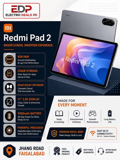 Xiaomi Redmi Pad 2 WiFi 8GB 256GB Like New With Box Charger Warranty