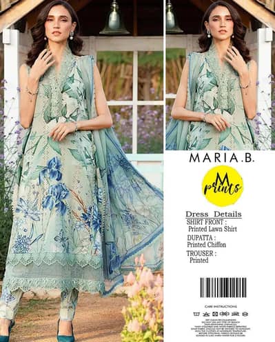 Maria. b Printed lawn 3-Piece Suit with shiffon Dupatta