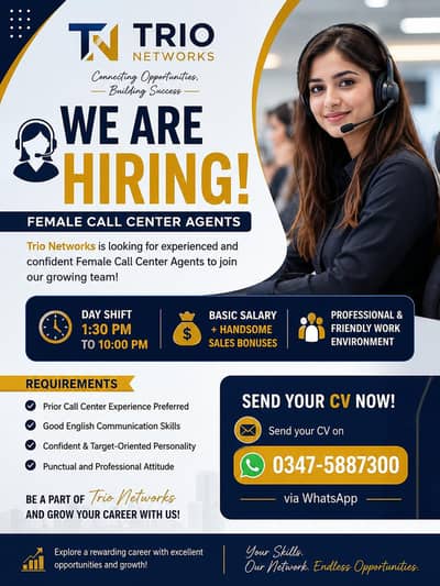 We are Hiring Females Staff