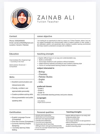 tution teacher available