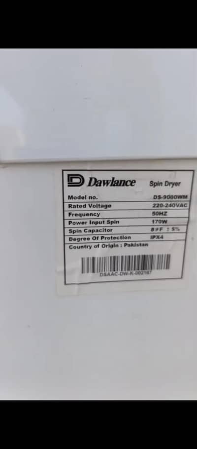 Dawalance dryer machine