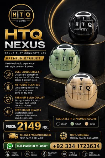 HTQ Nexus new launched branded earbuds - All over Pakistan delivery