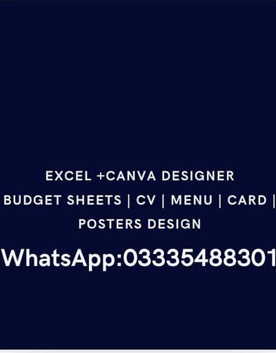 CV , Menu Cards , Excel Sheet Designer -24hrs