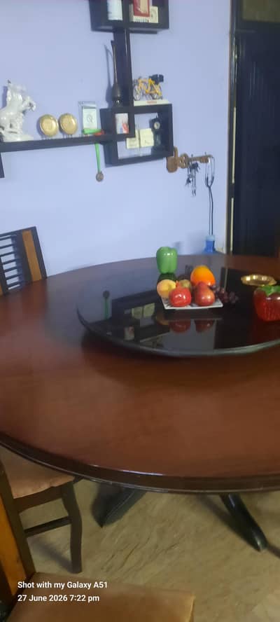 revolving dining table with 6 chairs for sale
